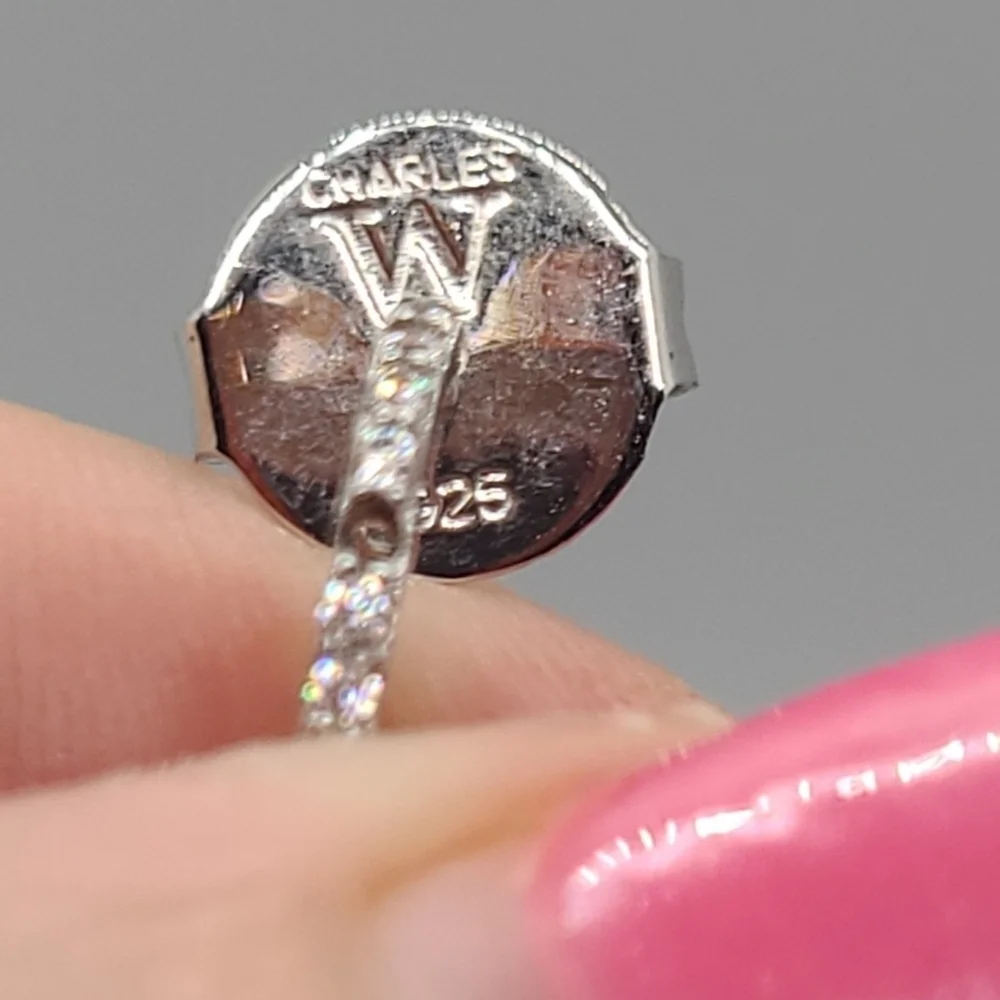 Charles Winston 20.59CTW Morganite Diamond Simulant Earrings
